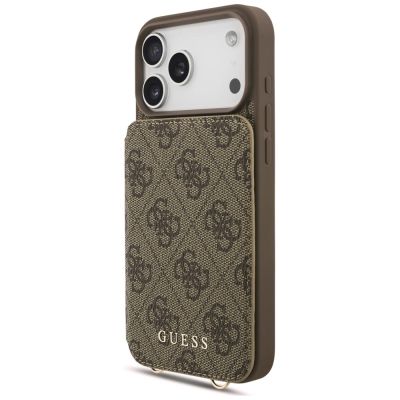 2. Guess 4G Cardslots & Magnetic Closure Crossbody Case for iPhone 18 Pro / 17 Pro – brown