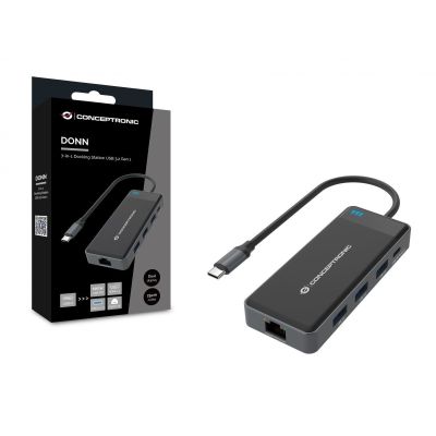 4. Conceptronic DONN14G Docking Station Wired USB 3.2 Gen 1 (3.1 Gen 1) Type-C Gray