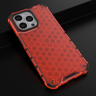 14. Honeycomb Case armor cover with TPU Bumper for iPhone 13 Pro red
