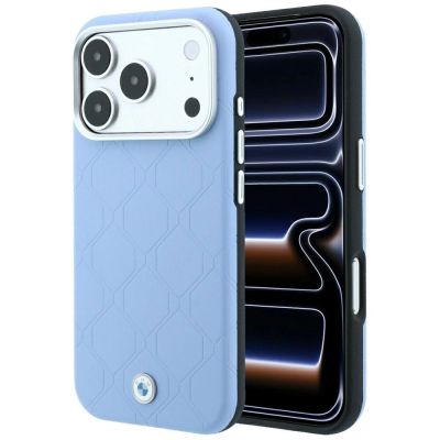 BMW Sign Deboss Quilted Metal Logo MagSafe Case for iPhone 18 Pro Max / 17 Pro Max - Blue