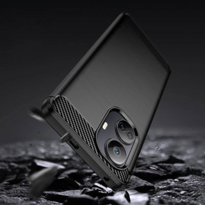 4. Carbon Case case for Realme 10 Pro+ flexible silicone carbon cover black