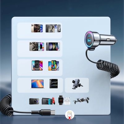 10. Joyroom JR-CL07 72W 3-in-1 Car Charger with 1.6m USB-C Cable – Black