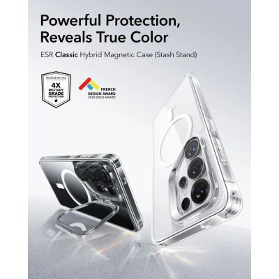 4. ESR Classic Hybrid Kickstand MagSafe Case for Samsung Galaxy S26 Ultra - Clear