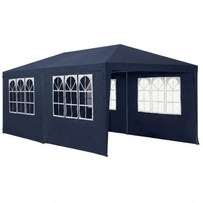 12. PE GARDEN CATERING TENT PAVILION 6x3M + 6 WALLS NAVY BLUE