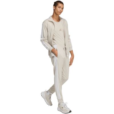 6. Men's adidas 3-Stripes Tricot Regular Tapered Pants Beige JY7721