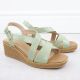 3. Sergio Leone SK298 women's patent leather wedge sandals in green