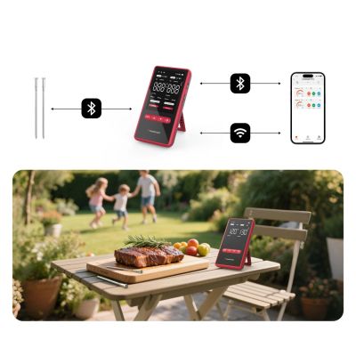 4. Meatmeet X Pro Kitchen Thermometer with Bluetooth/WiFi App for Grill, Oven, Smoker - Black