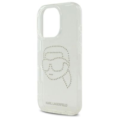 6. Karl Lagerfeld IML Rhinestones Karl Head Case for iPhone 16 Pro - Clear