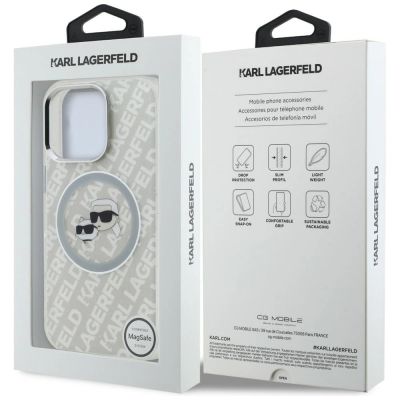 8. Karl Lagerfeld IML Glitter Karl & Choupette Heads Logo MagSafe Case for iPhone 16 Pro - Gray