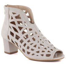 Women's suede ankle boots with openwork, open toe, beige M.Daszyński MR1954-15