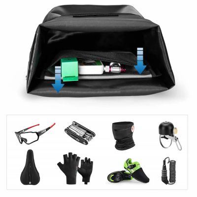 6. Rockbros AS-003-1BK waterproof bicycle bag with shoulder strap, front/rear mounting, 10-14l - black