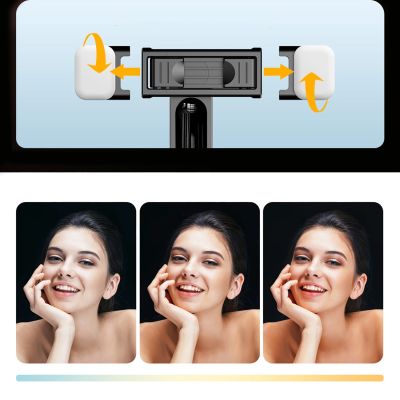17. Selfie stick WC13YDS telescopic tripod 1.3m with double lamp and phone holder - black