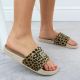 6. Women's leopard print beach flip-flops for the pool, beige SS274715