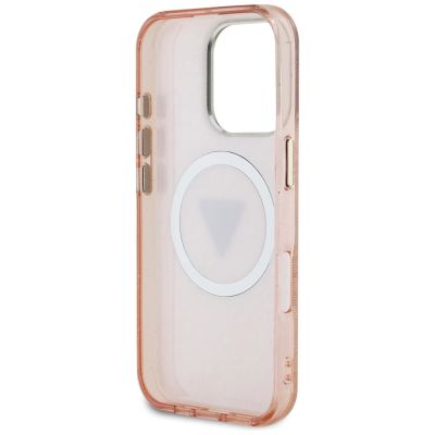 7. Guess IML Metal Glitter 4G Circle Triangle MagSafe Case for iPhone 16 Pro Max - Pink