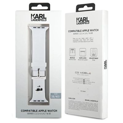 4. Karl Lagerfeld 3D Rubber Choupette Heads Strap for Apple Watch 38/40/41mm - White