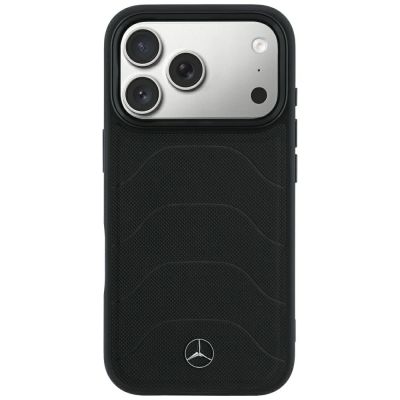 3. Mercedes Leather Mesh with Bow Line MagSafe Case for iPhone 18 Pro Max / 17 Pro Max - Black