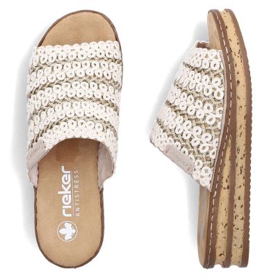 12. Women's beige wedge sandals Rieker 629X8-60