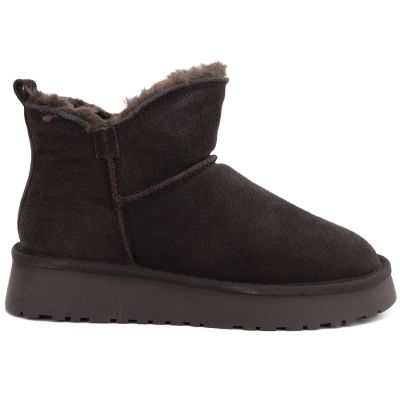 Women's leather ankle boots, brown platform snow boots, Vinceza 97961