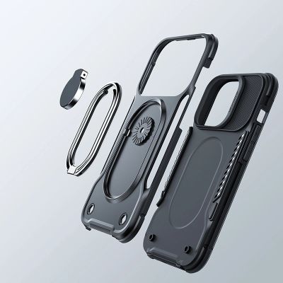 5. Joyroom Dual Hinge case for iPhone 14 armored case with a stand and a ring holder black