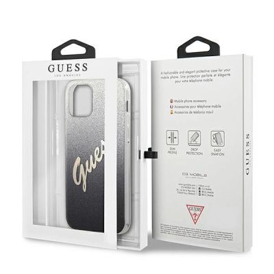 8. Guess GUHCP12SPCUGLSBK iPhone 12 mini 5.4" black/black hardcase Glitter Gradient Script