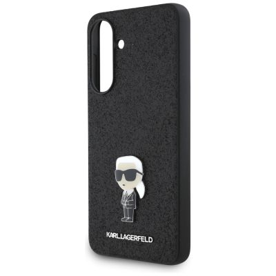 5. Karl Lagerfeld Fixed Glitter Ikonik Logo Metal Pin Case for Samsung Galaxy A36 - Black