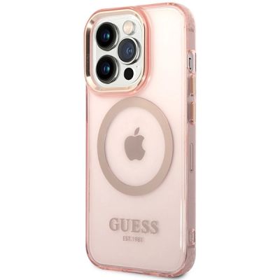 2. Guess GUHMP14XHTCMP iPhone 14 Pro Max 6.7" pink/pink hard case Gold Outline Translucent MagSafe