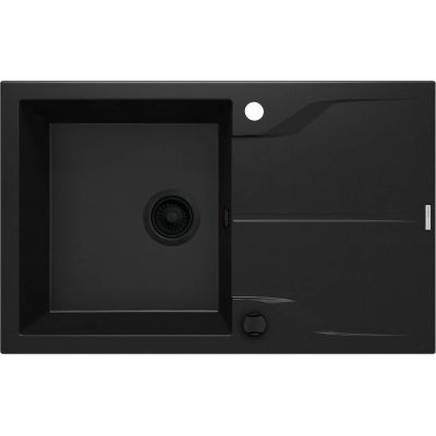 Single-bowl granite sink with drainer - mounted flush with the countertop