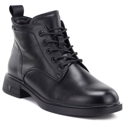 Women's leather ankle boots insulated black Vinceza 39953