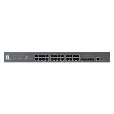 4. LevelOne GB/L3 28-Port 19" 400W 10Gbps Managed PoE+ Switch