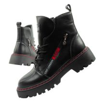 Lee Cooper boots, women's boots, leather boots, black, red, warm