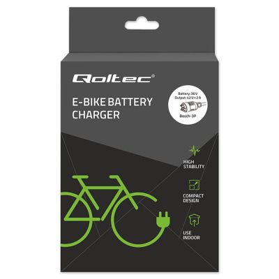 10. Qoltec 52613 36V 42V 2A electric bike charger Bosch 3Pin plug + power cable