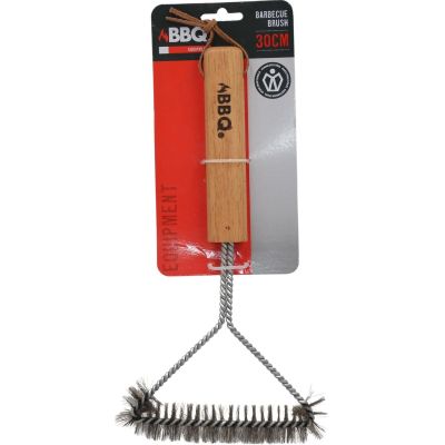 11. GRATE CLEANING BRUSH 30x14CM WITH WOODEN HANDLE