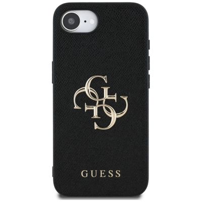 3. Guess PU Grained 4G Metal Logo case for iPhone 16e - black