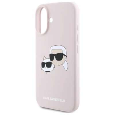 6. Karl Lagerfeld Silicone Nauble Heads Print MagSafe Case for iPhone 16 - Pink