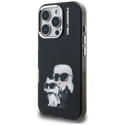 2. Karl Lagerfeld IML Aquarelle Karl & Choupette & Logo Case for iPhone 16 Pro Max - Black