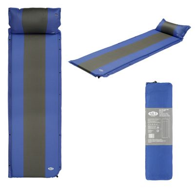 2. NILS CAMP NC4349 Self-Inflating Mat with Pillow Blue-Gray