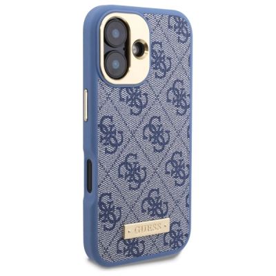 4. Guess 4G Logo Plate MagSafe iPhone 16 Case - Blue