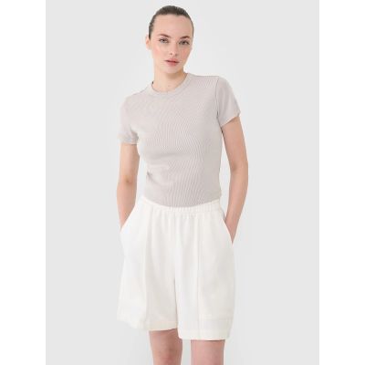 Women's slim ribbed t-shirt 4F 4FRSS25TTSHF2696-83S