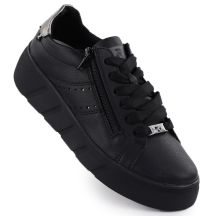 Rieker W2605-02 women's leather platform shoes in black