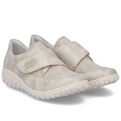 2. Rieker 59552-62 comfortable women's shoes with Velcro, beige and gold
