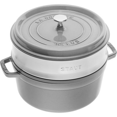STAUB La Cocotte 40508-819-0 Round Cast Iron Pot with Insert - 3.8 Ltr. Graphite