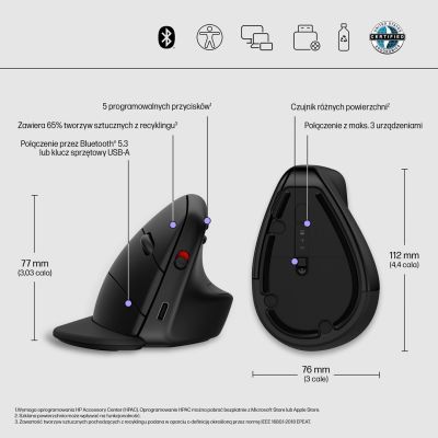 14. HP 920 Ergonomic Vertical Mouse Black Wireless Black