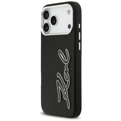 2. Karl Lagerfeld FW Grained Signature Logo Case for iPhone 17 Pro Max - Black