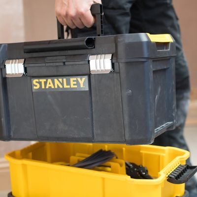 11. Stanley Essential Hard Tool Case Plastic Gray, Yellow