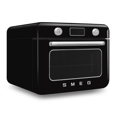 10. Smeg COF01BLEU Small Black Steam Oven Buttons, Rotary