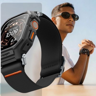 5. Spigen Lite Fit Pro Strap + Tempered Glass Screen Protector for Apple Watch Ultra 49mm - Black