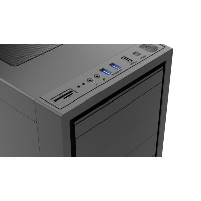 6. GEMBIRD FORNAX K500 MIDI-TOWER CASE (2X USB 3.0, 1X USB TYPE-C, CARD READER, HD AUDIO) BLACK