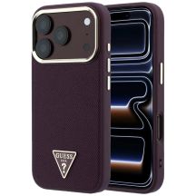 Guess Grained Triangle Logo MagSafe case for iPhone 18 Pro Max / 17 Pro Max - burgundy