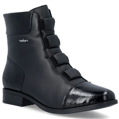 Rieker 77053-00 comfortable black women's leather ankle boots