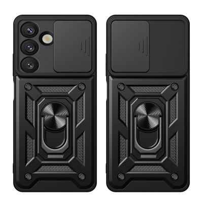 5. Hybrid Armor Camshield Case with Stand and Camera Cover for Oppo F29 5G - Black